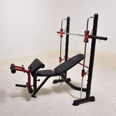 Équipement de gymnase rouge pour hommes squat rack levage de poids banc d'exercice