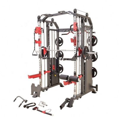 Tout en un Gymnase équipement de gymnase multifonctionnel Power Rack Smith Machine avec pile de poids