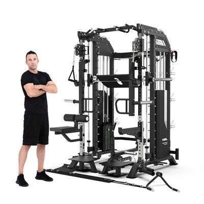 Machine Smith gris clair tout en un équipement de gym avec piles de poids fonction Mutli Station de gym à domicile