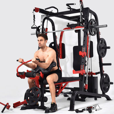 Équipement de gymnastique Machine Smith à fonction multiple gris/noir avec pile de poids pour la maison