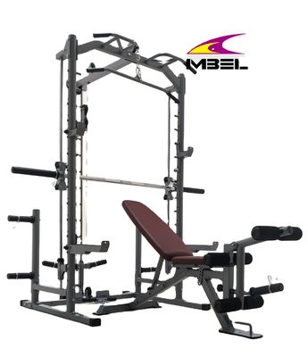 Unisexe réglable entraîneur fonctionnel équipement de gymnastique de puissance Smith machine squat rack avec lat tirer vers le bas et le câble crossover