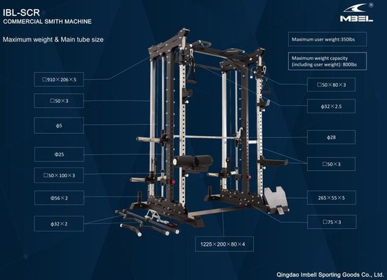 Traîneur de gymnastique multi-fonction intégré Gymnastique de musculation Smith Machine Squat Rack Power Rack