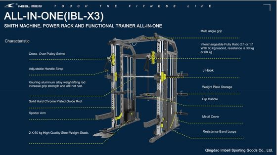 Matte noir équipement sportif Power Squat Rack Mutli Station de fonctionnement Smith Machine KW 320 KGS