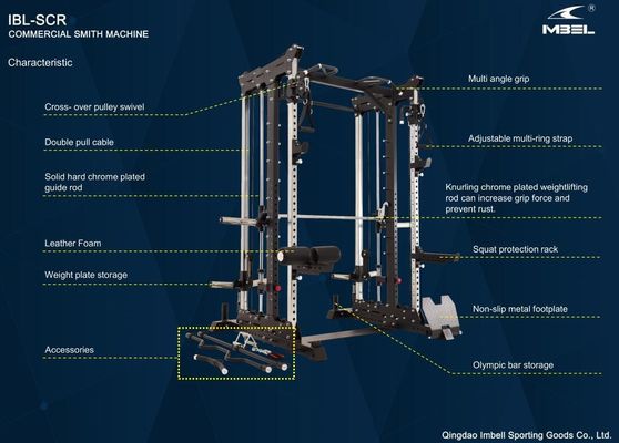 Bodybuilding multi-fonctionnelle Pull Up Bar Smith Machine Squat Rack avec poulie de câble