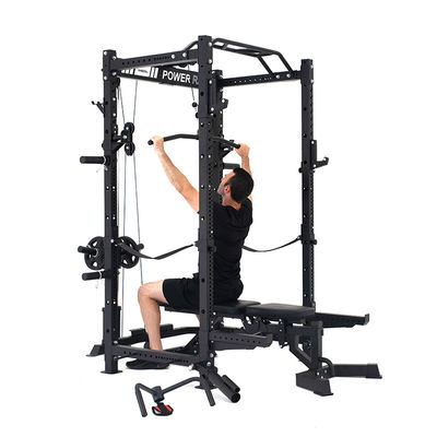 Barbell pliable squat power rack cage avec lat tirer vers le bas et 360 Landmine pour le gymnase à la maison