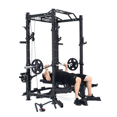 Barbell pliable squat power rack cage avec lat tirer vers le bas et 360 Landmine pour le gymnase à la maison