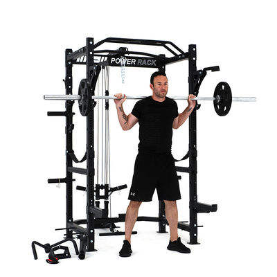 Barbell pliable squat power rack cage avec lat tirer vers le bas et 360 Landmine pour le gymnase à la maison